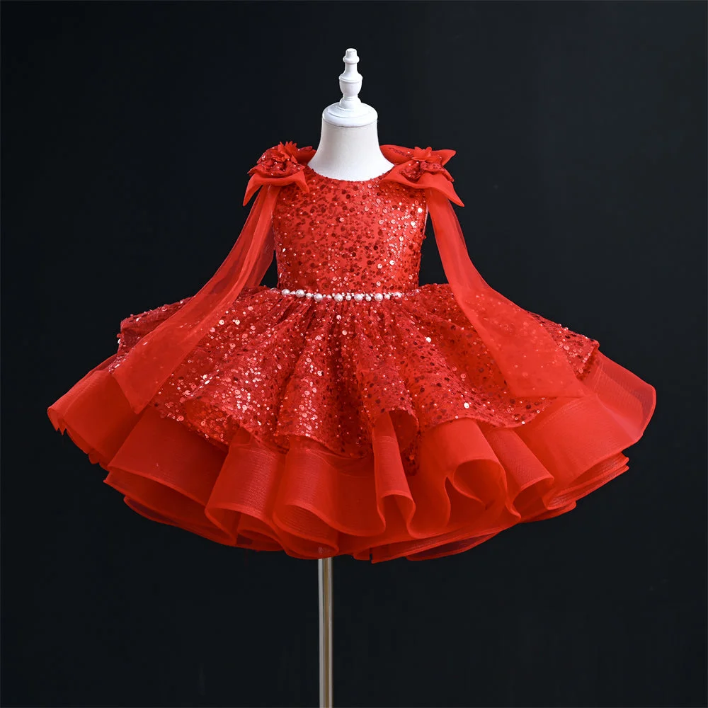 OM074-Sequin-Party-Pearl-Belt-Dress-with-Bow-Flowe-AVELAPRO-45749552152803-04 Sequin Party Pearl Belt Dress with Bow Flower Girl Dress