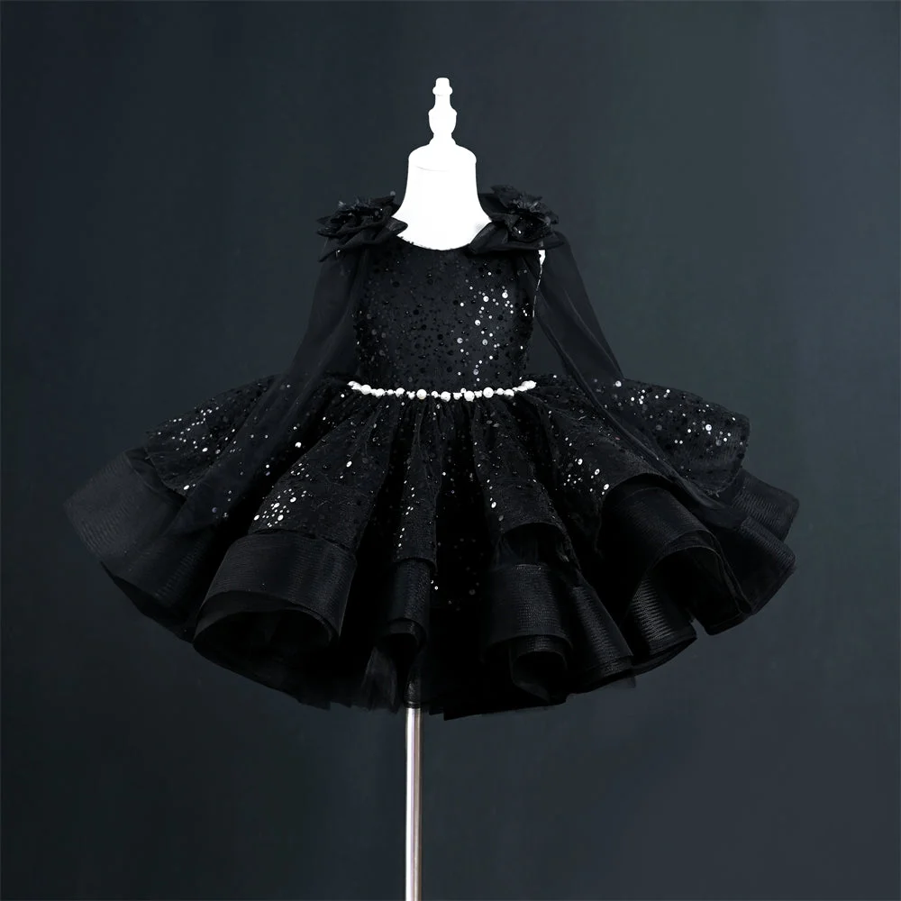 OM074-Sequin-Party-Pearl-Belt-Dress-with-Bow-Flowe-AVELAPRO-45749552152803-08 Sequin Party Pearl Belt Dress with Bow Flower Girl Dress