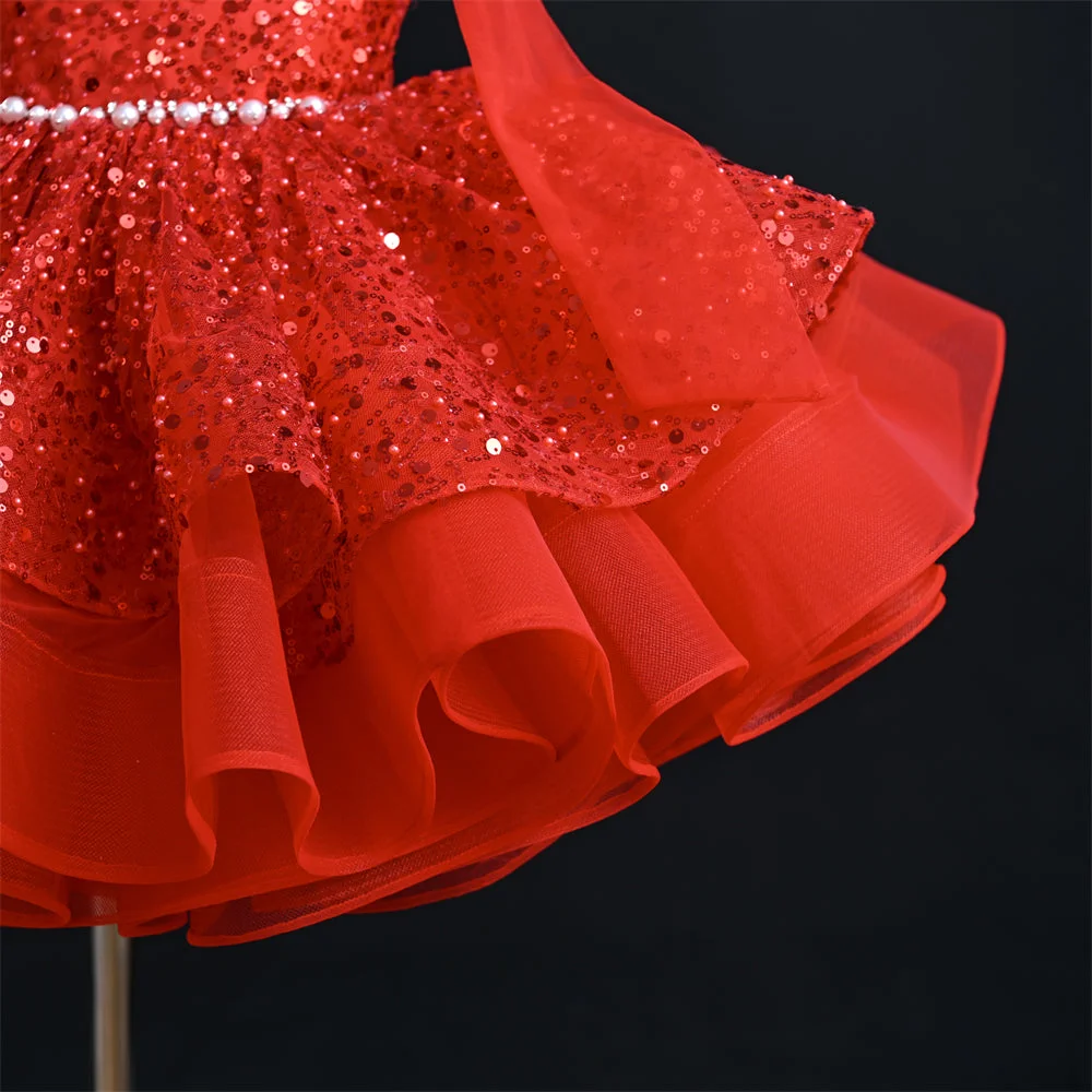 OM074-Sequin-Party-Pearl-Belt-Dress-with-Bow-Flowe-AVELAPRO-45749552152803-12 Sequin Party Pearl Belt Dress with Bow Flower Girl Dress