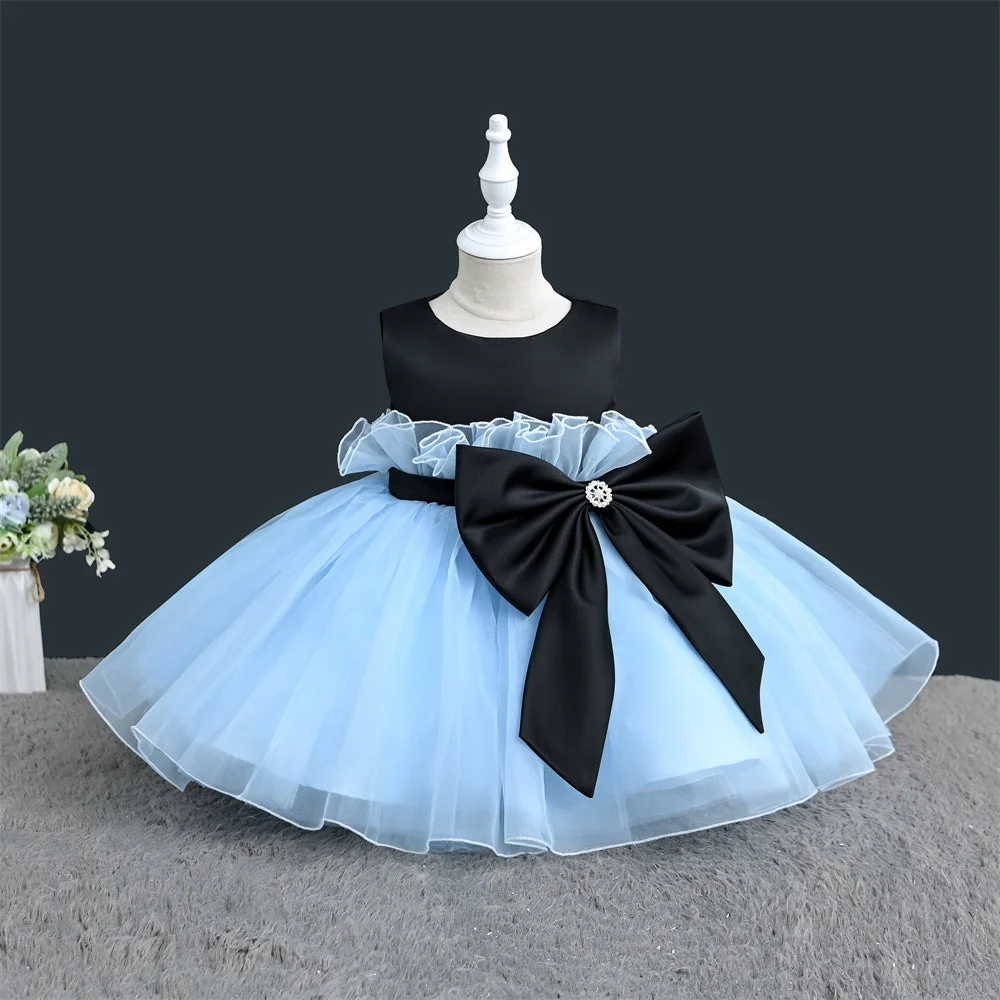 OM4030-Girls-Fluffy-Bow-Design-Party-Flower-Girl-D-AVELAPRO-46373946917091-03 Girls Fluffy Bow Design Party Flower Girl Dress