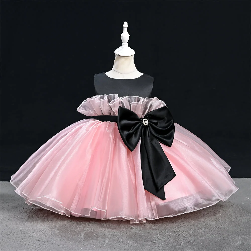 OM4030-Girls-Fluffy-Bow-Design-Party-Flower-Girl-D-AVELAPRO-46373946917091-04 Girls Fluffy Bow Design Party Flower Girl Dress