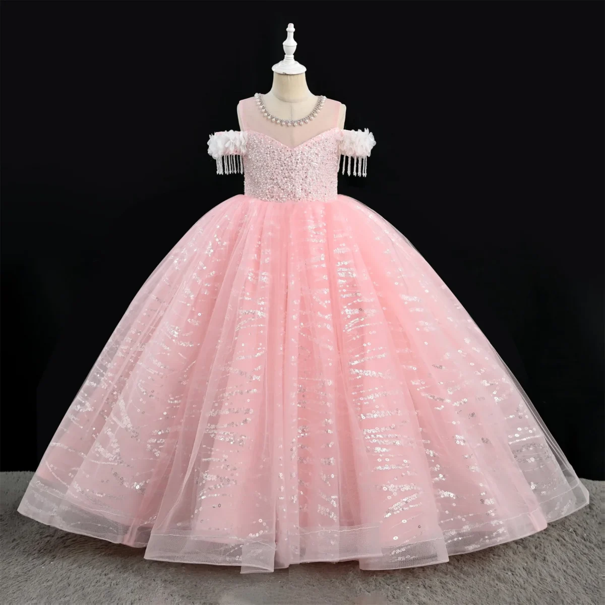 OM4071-Elegant-Flower-Girl-Dress-Sparkly-Tulle-P-AVELAPRO-47142317752547-04 Elegant Flower Girl Dress | Sparkly Tulle Princess Gown for Weddings, Parties & Pageants & Eid
