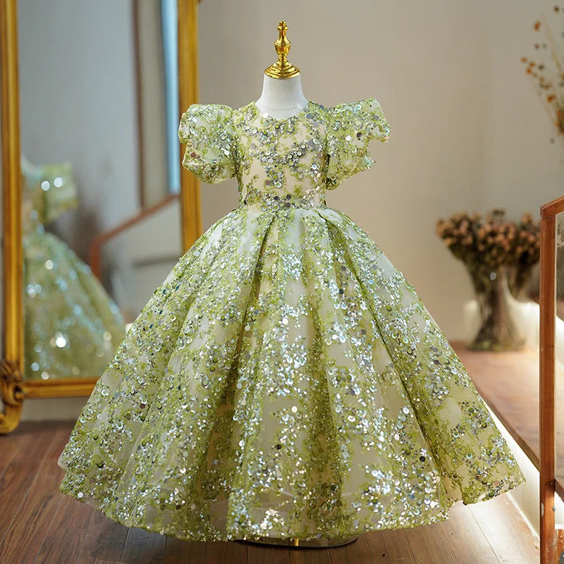 OT001-1-9-Years-Old-Flower-Girl-Kids-Shiny-Sequin-AVELAPRO-43951180579043-02 1-9 Years Old Flower Girl Kids Shiny Sequin Brathday Baby Princess Dress For Party