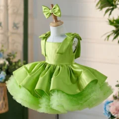 OT005-Girls-High-End-Satin-Fluffy-Dress-Holidays-AVELAPRO-45204094157027-01 Girls' High End Satin Fluffy Dress Holidays Kids Square Neckline Children Princess Dresses With Wide Straps