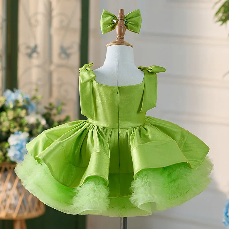 OT005-Girls-High-End-Satin-Fluffy-Dress-Holidays-AVELAPRO-45204094157027-02 Girls' High End Satin Fluffy Dress Holidays Kids Square Neckline Children Princess Dresses With Wide Straps