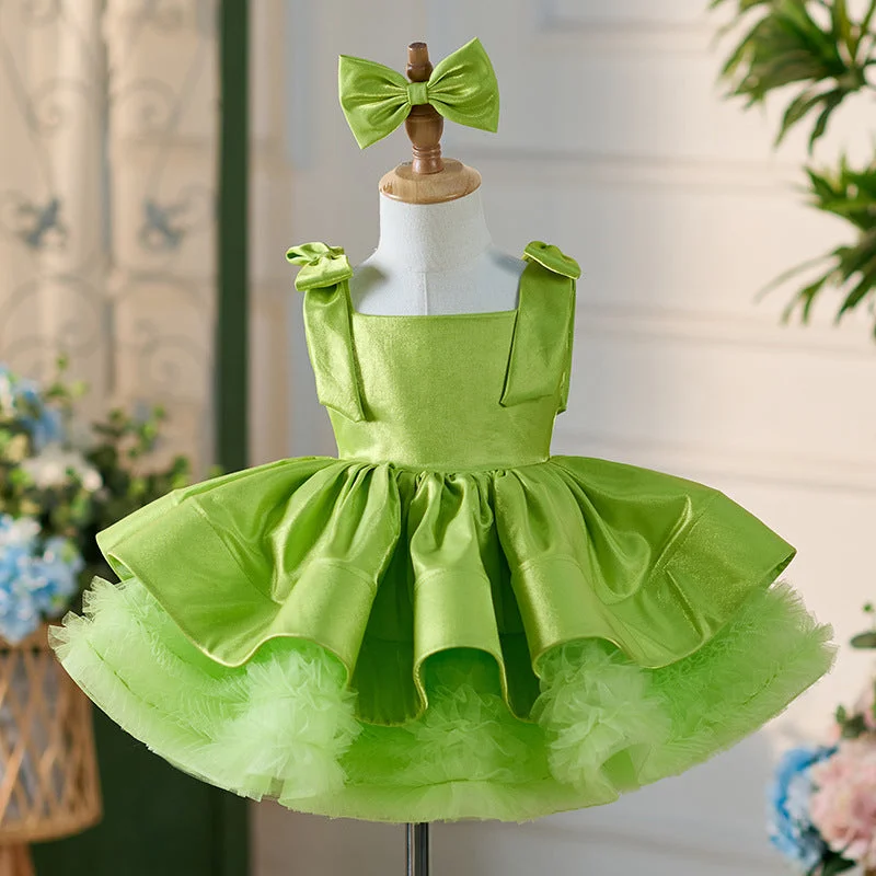 OT005-Girls-High-End-Satin-Fluffy-Dress-Holidays-AVELAPRO-45204094157027-03 Girls' High End Satin Fluffy Dress Holidays Kids Square Neckline Children Princess Dresses With Wide Straps
