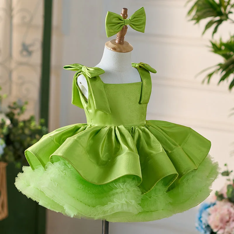 OT005-Girls-High-End-Satin-Fluffy-Dress-Holidays-AVELAPRO-45204094157027-04 Girls' High End Satin Fluffy Dress Holidays Kids Square Neckline Children Princess Dresses With Wide Straps