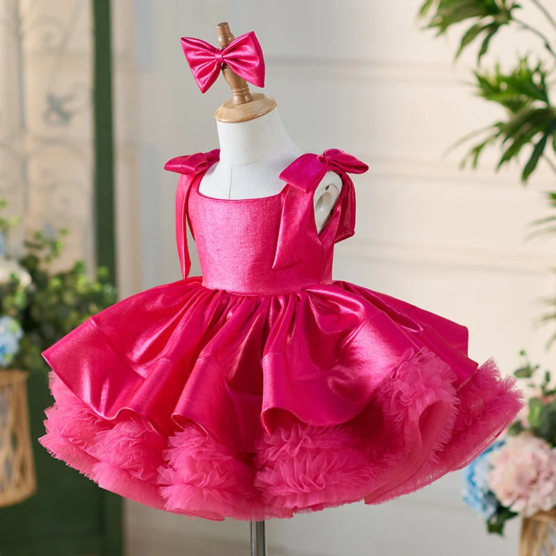 OT005-Girls-High-End-Satin-Fluffy-Dress-Holidays-AVELAPRO-45204094157027-05 Girls' High End Satin Fluffy Dress Holidays Kids Square Neckline Children Princess Dresses With Wide Straps