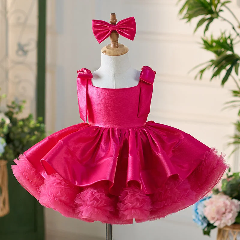 OT005-Girls-High-End-Satin-Fluffy-Dress-Holidays-AVELAPRO-45204094157027-07 Girls' High End Satin Fluffy Dress Holidays Kids Square Neckline Children Princess Dresses With Wide Straps