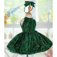 OT008-Dark-green-French-style-neck-hanging-velvet-AVELAPRO-45204128956643-01 Dark green French style neck hanging velvet fluffy princess dress for girls one year old dress