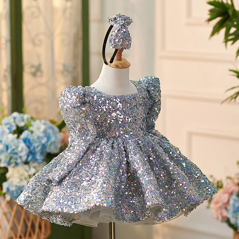 OT015-Newest-Kids-Party-Luxury-Ball-Gown-Long-Sle-AVELAPRO-45212835872995-04 Newest Kids Party Luxury Ball Gown Long Sleeved Silver Glitter Princess Party Dress Flower Girls Wedding Puffy Dresses