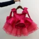 Girl's formal dress pink fluffy baby girl's birthday princess children's dress for 1-16 years
