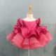 Girl's formal dress pink fluffy baby girl's birthday princess children's dress for 1-16 years