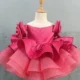 Girl's formal dress pink fluffy baby girl's birthday princess children's dress for 1-16 years