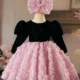 Sequins Girls dress princess 3D flowers children's performance costume fluffy party dress