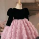 Sequins Girls dress princess 3D flowers children's performance costume fluffy party dress