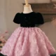 Sequins Girls dress princess 3D flowers children's performance costume fluffy party dress