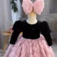 Sequins Girls dress princess 3D flowers children's performance costume fluffy party dress