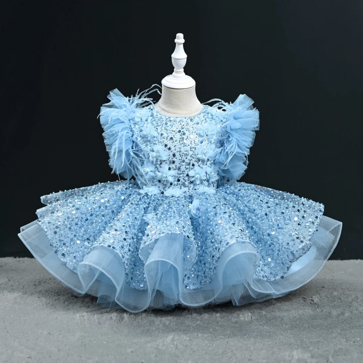 Blue diamond feather dress