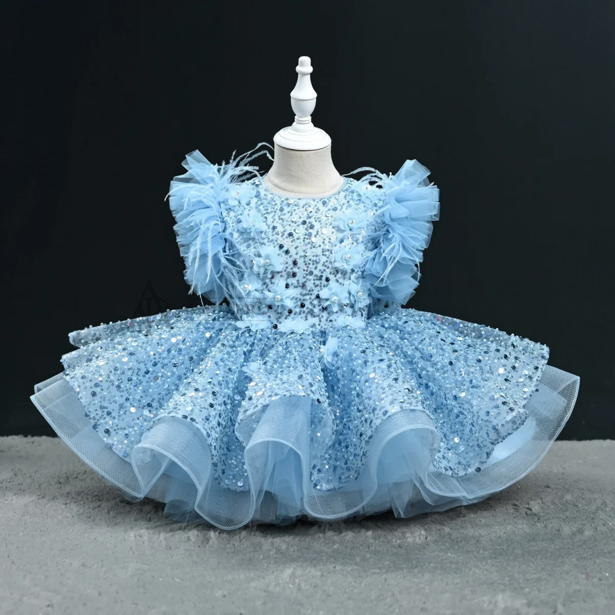 Blue diamond feather dress