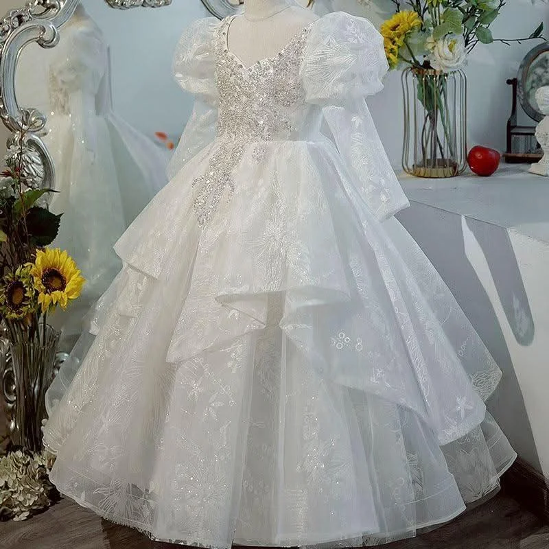 Stylish-Wedding-Flower-Girl-Elegant-White-Puffy-Long-Sleeve-Girl-Princess-Dress-AVELAPRO-47425814757547-02 Stylish Wedding Flower Girl Elegant White Puffy Long Sleeve Girl Princess Dress