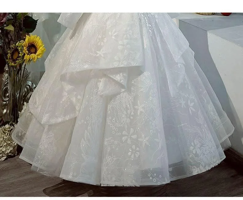 Stylish-Wedding-Flower-Girl-Elegant-White-Puffy-Long-Sleeve-Girl-Princess-Dress-AVELAPRO-47425814757547-05 Stylish Wedding Flower Girl Elegant White Puffy Long Sleeve Girl Princess Dress
