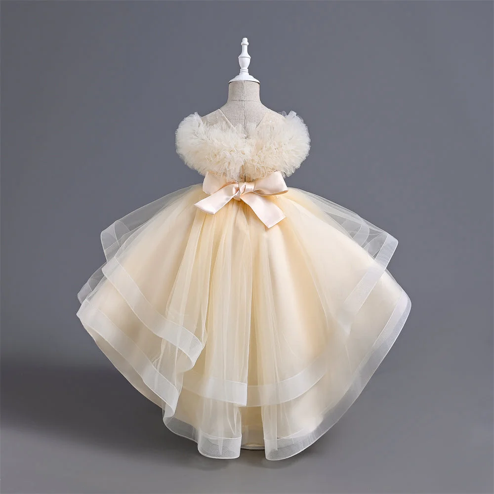 VA238-2024-New-Fashion-Layers-Girls-Dress-Fluffy-Collar-Birthday-Holidays-Wedding-Children-Trailing-Dresses-AVELAPRO-44493730742499-02 New Fashion Layers Girls Dress Fluffy Collar Birthday Holidays Wedding Children Trailing Dresses