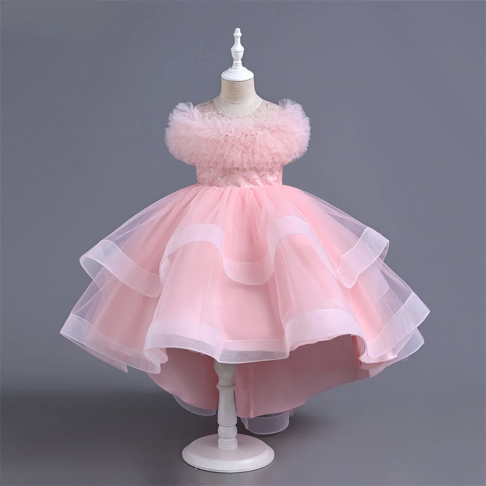 VA238-2024-New-Fashion-Layers-Girls-Dress-Fluffy-Collar-Birthday-Holidays-Wedding-Children-Trailing-Dresses-AVELAPRO-44493730742499-10 New Fashion Layers Girls Dress Fluffy Collar Birthday Holidays Wedding Children Trailing Dresses