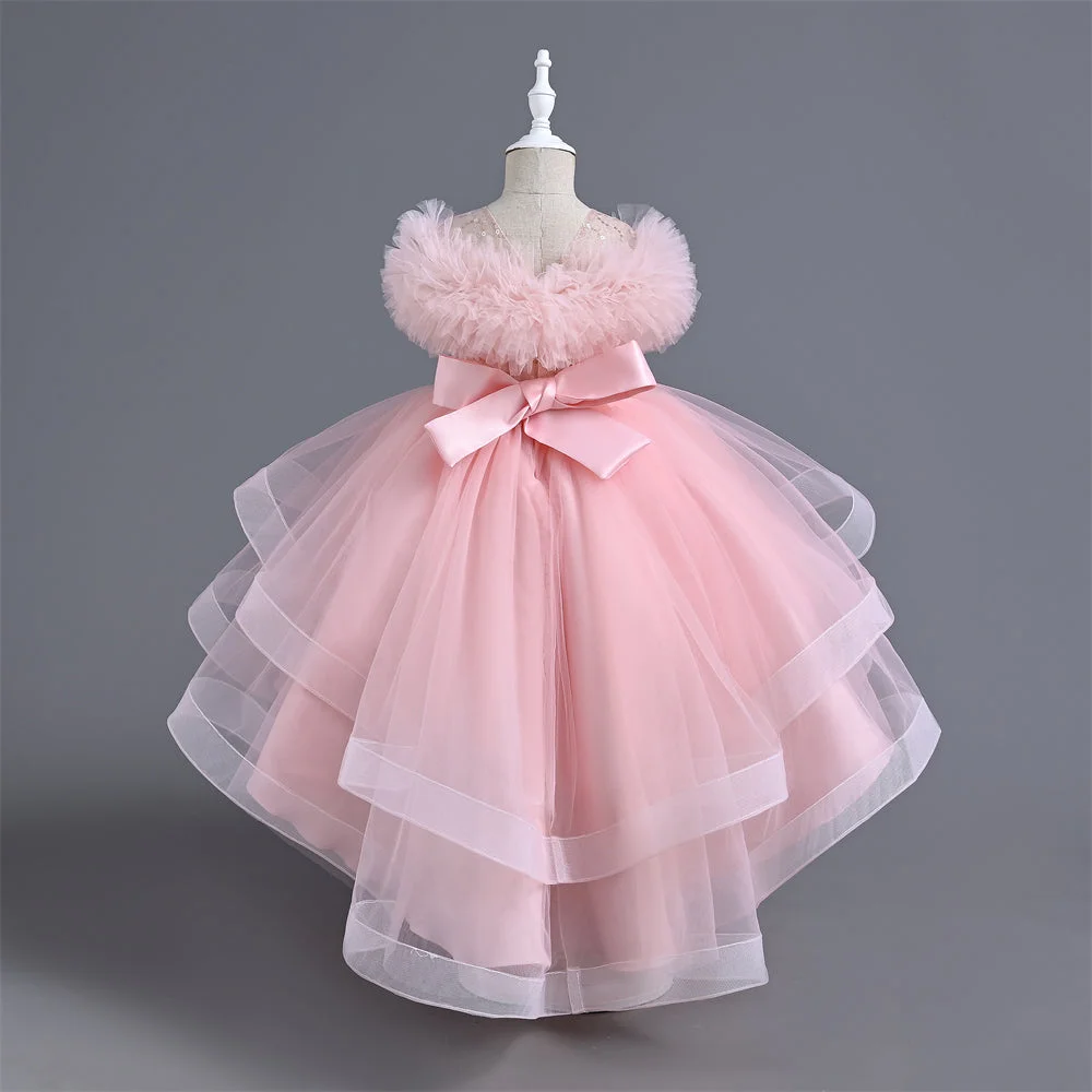 VA238-2024-New-Fashion-Layers-Girls-Dress-Fluffy-Collar-Birthday-Holidays-Wedding-Children-Trailing-Dresses-AVELAPRO-44493730742499-11 New Fashion Layers Girls Dress Fluffy Collar Birthday Holidays Wedding Children Trailing Dresses
