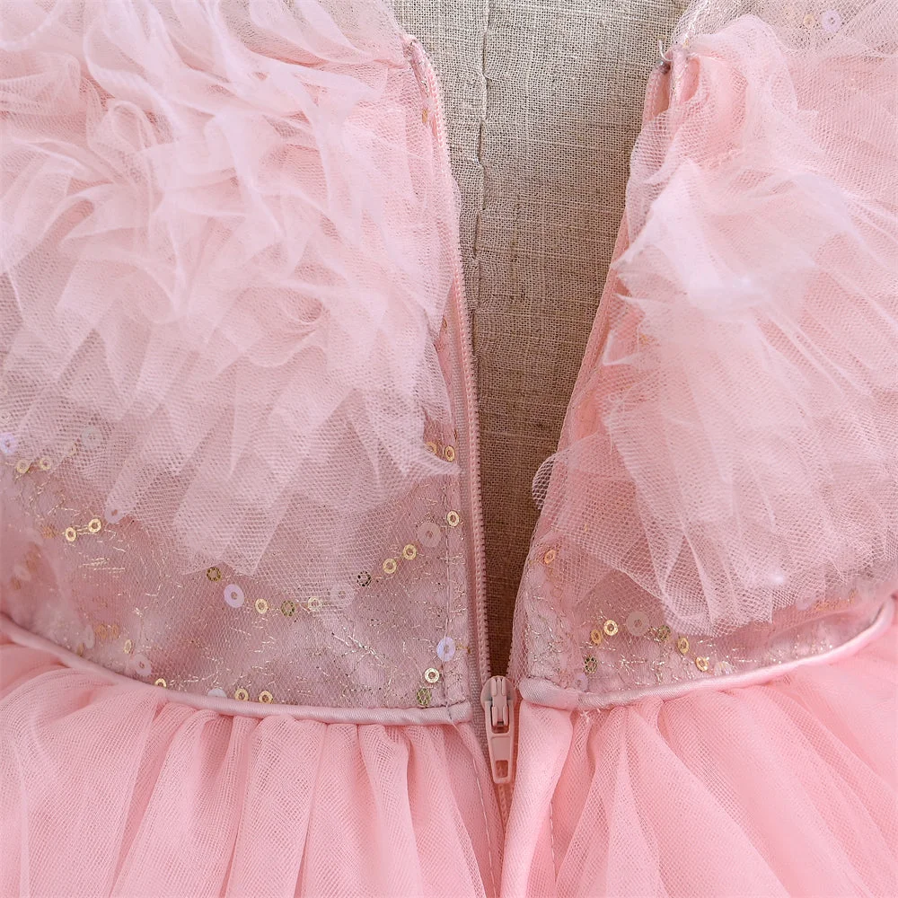 VA238-2024-New-Fashion-Layers-Girls-Dress-Fluffy-Collar-Birthday-Holidays-Wedding-Children-Trailing-Dresses-AVELAPRO-44493730742499-12 New Fashion Layers Girls Dress Fluffy Collar Birthday Holidays Wedding Children Trailing Dresses