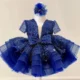 1-9 Years Old Flower Girl Kids Shiny Sequin Brathday Baby Princess Dress For Party