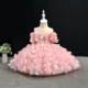 Pink 3D Flower Puff Princess Dress - Baby Girl Birthday Party Dress