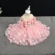 Pink 3D Flower Puff Princess Dress - Baby Girl Birthday Party Dress