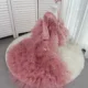 Wedding flower girl elegant evening dress sequined long sleeve party tail girl princess dress