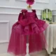 High-end elegant banquet girl evening dress, double shoulder bow baby dress + train, birthday party dress