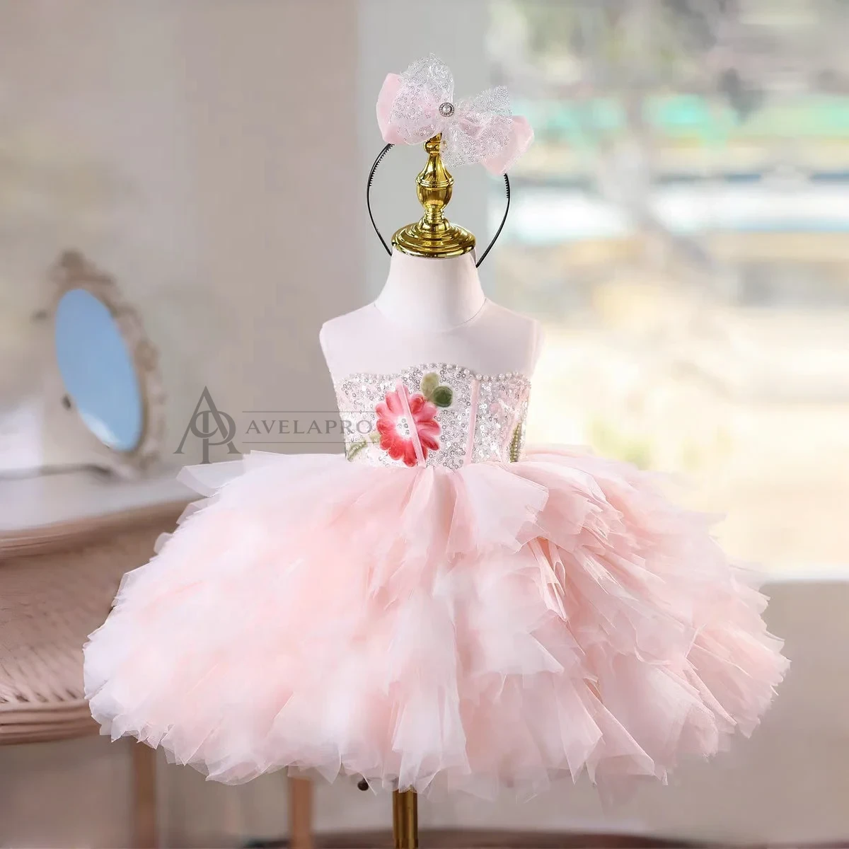 3D Floral Pink Ruffle Dress - Toddler Birthday Party Outfit