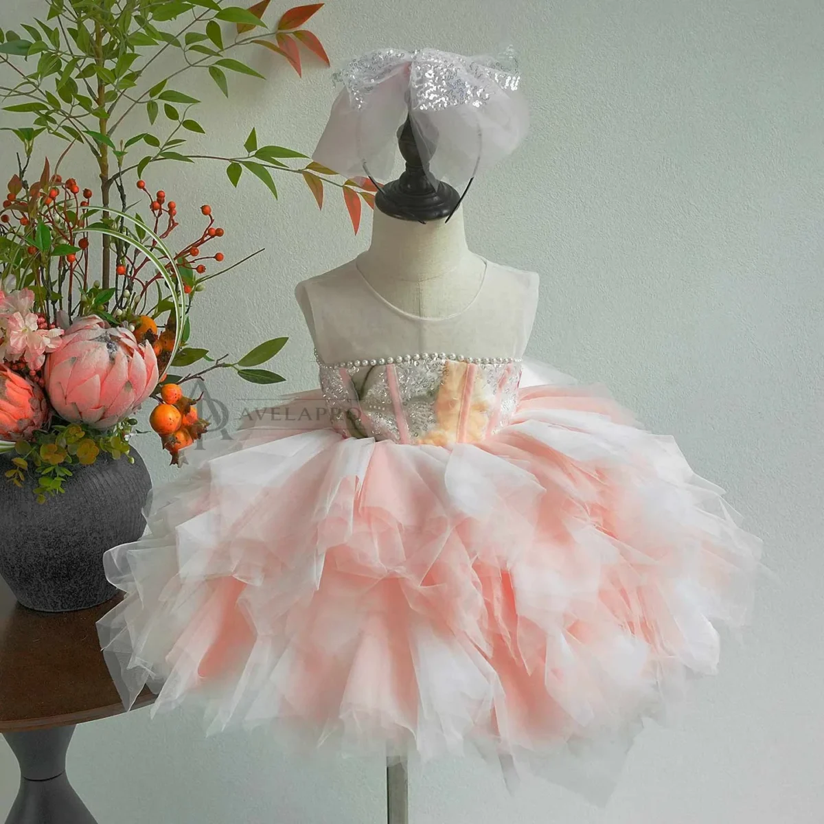 3D Floral Pink Ruffle Dress - Toddler Birthday Party Outfit