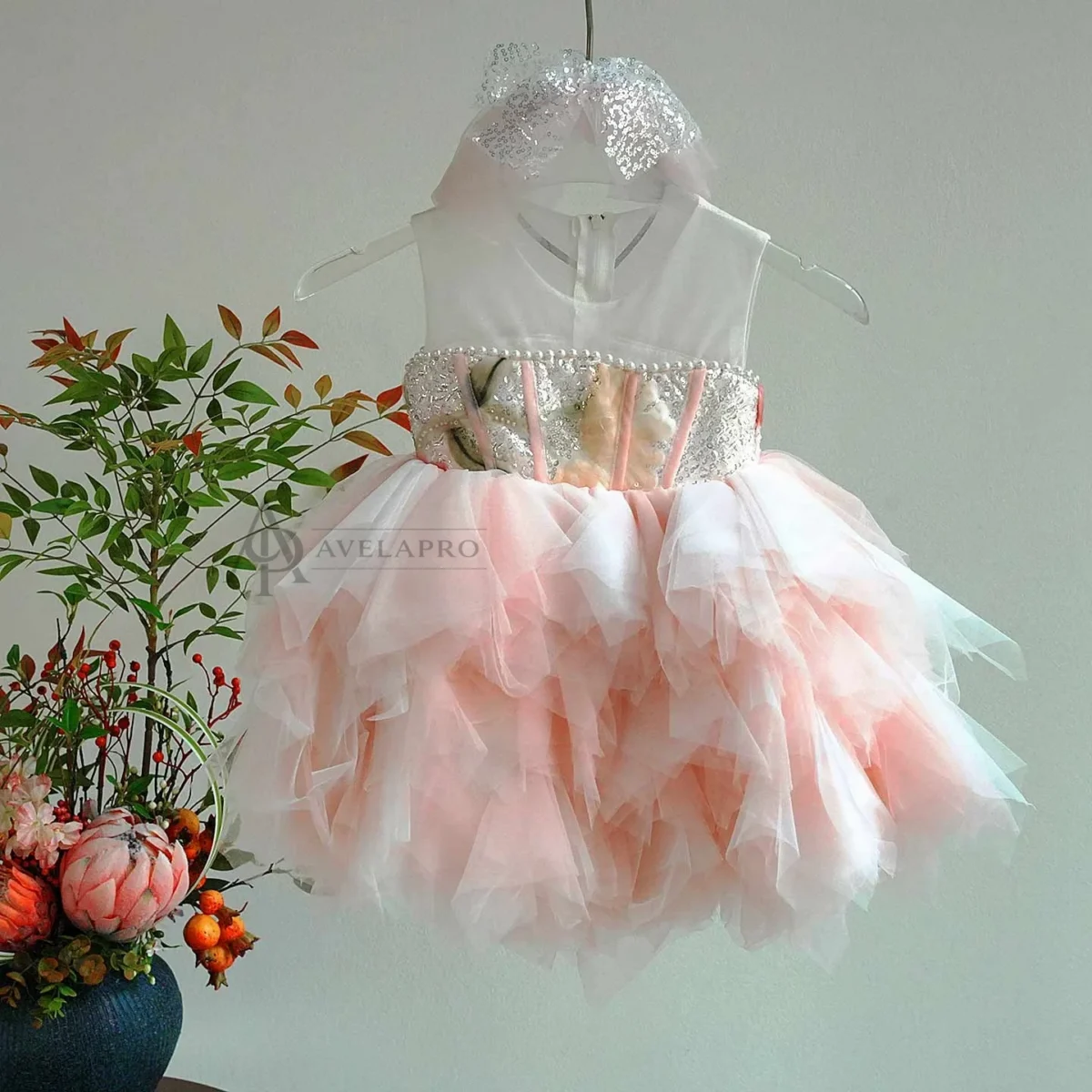 3D Floral Pink Ruffle Dress - Toddler Birthday Party Outfit