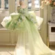 3D Flowers Green Pageant Girl Dress Princess Birthday Gown