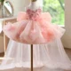 3D Flowers Green Pageant Girl Dress Princess Birthday Gown