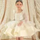 Beading Long Sleeves Flower Girl Dress With Bow