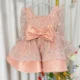 Beading Long Sleeves Flower Girl Dress With Bow