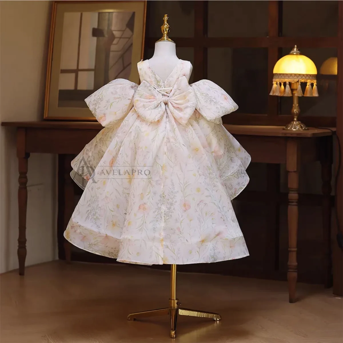 Beige Trailing Flower Girl Dress Wedding Birthday Party Prom Dress