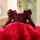 Black Girl Dress Knee Length with Train Birthday Wedding Party Gown