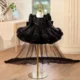 Black Girl Dress Knee Length with Train Birthday Wedding Party Gown