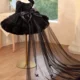 Black Girl Dress Knee Length with Train Birthday Wedding Party Gown