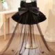 Black Girl Dress Knee Length with Train Birthday Wedding Party Gown