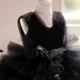 Black Toddler Gown with Strappy Back Tulle Overlay Flower Girl Dress