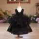 Black Toddler Gown with Strappy Back Tulle Overlay Flower Girl Dress