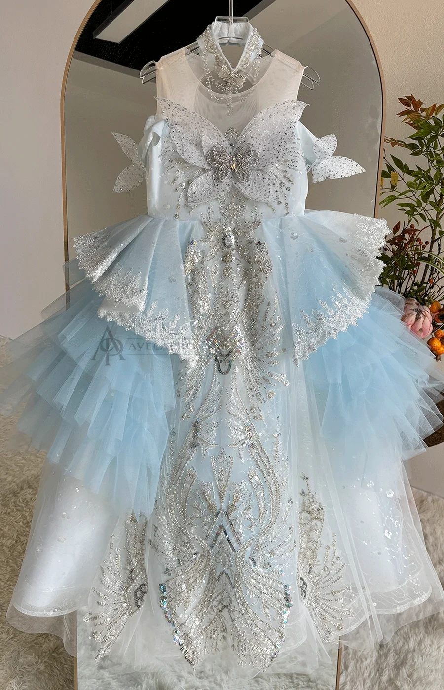 Blue Princess Girl Dress Beaded Birthday Pageant Party Gow